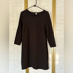 Black Jersey A-Line Dress, Long Sleeves, Size Large